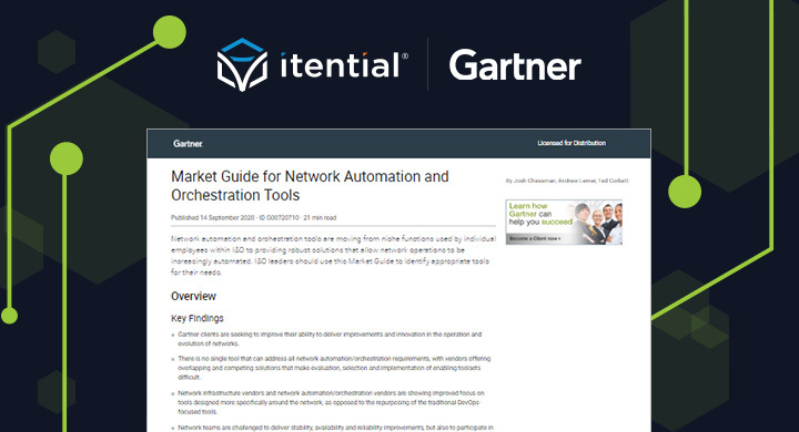 Gartner’s Market Guide for Network Automation & Orchestration Names Itential as a Representative Vendor