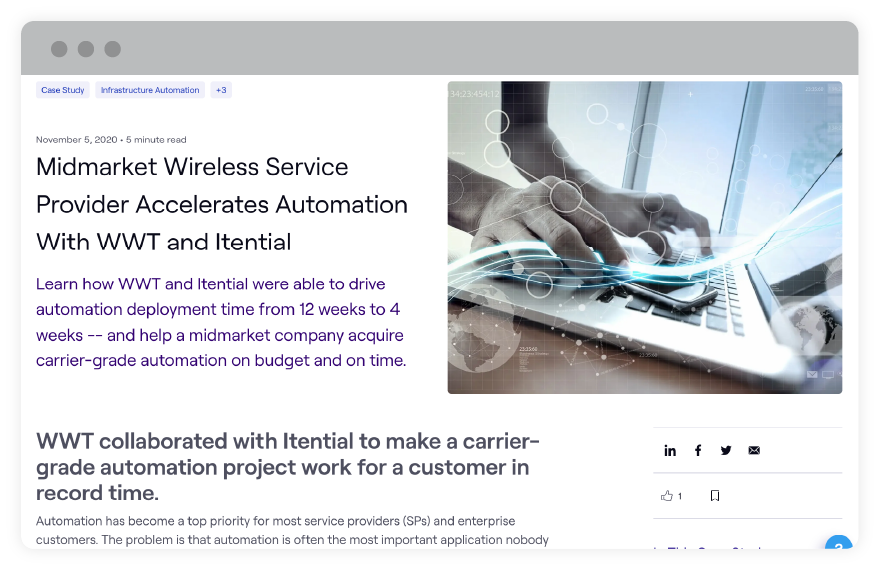 Midmarket Wireless Service Provider Accelerates Network Automation with Itential & WWT
