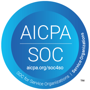 bright blue soc2 compliance badge from aicpa for the itential network automation platform, ensuring network security