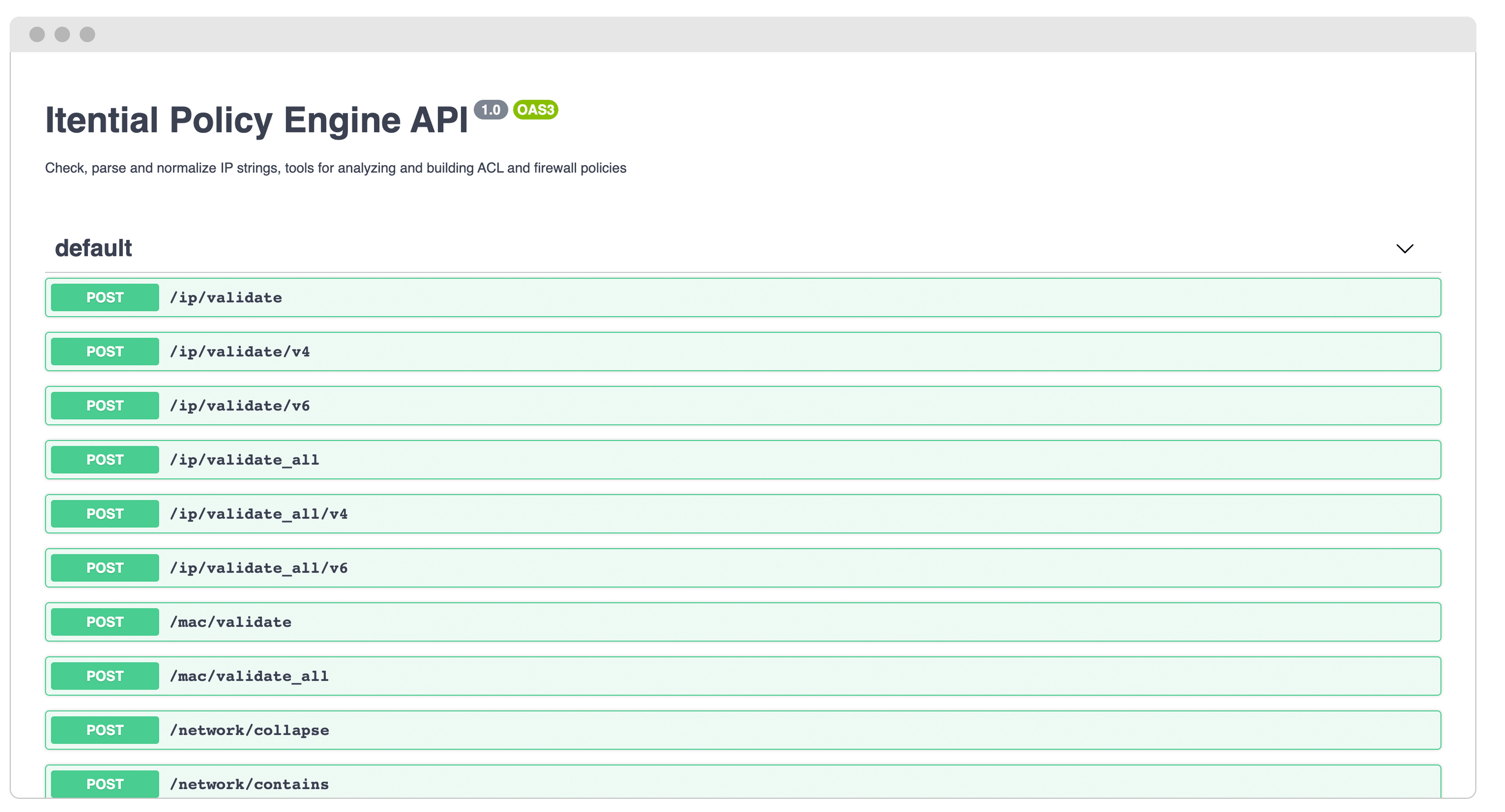 screenshot of itential's developer tool policy analyzer to assess your network policies such as ACL & Firewall for validity