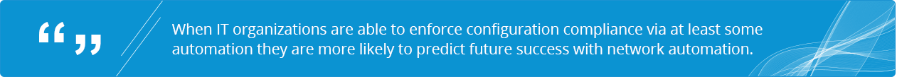 when it organizations are able to enforce configurations via at least some automation they are more likely to predict future success with network automation.