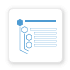 blue icon of golden configuration on white background with a dropshadow representing itential's network configuration management capabilities