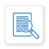 blue icon of document with a magnifying glass representing the ability to learn from an intro to the itential network automation platform
