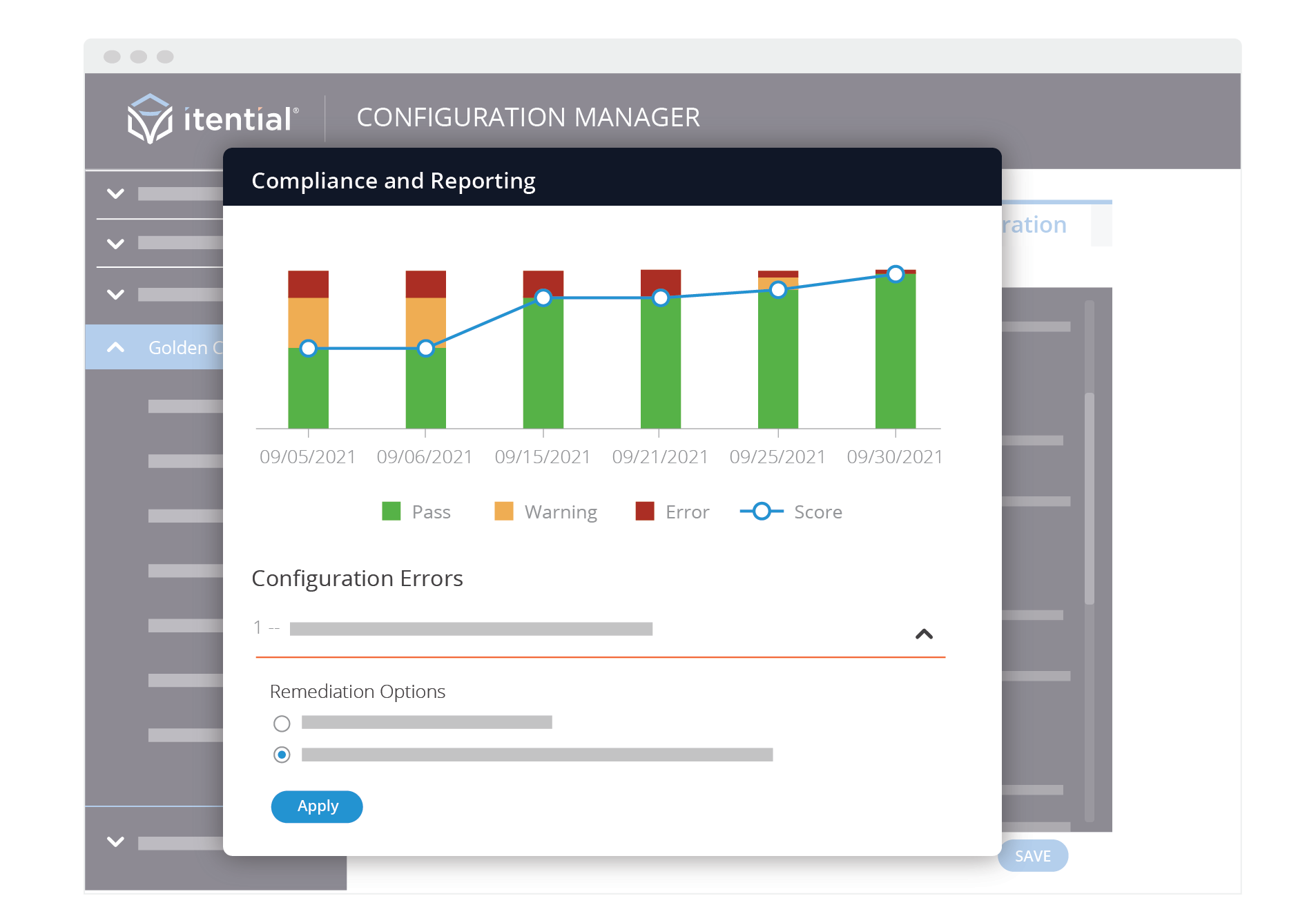 screenshot of the itential network automation platform showing a network compliance report to provide governance over cloud infrastructure