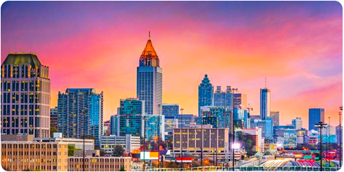 photograph of the atlanta georgia skyline where headquarters are for the itential network automation and orchestration platform