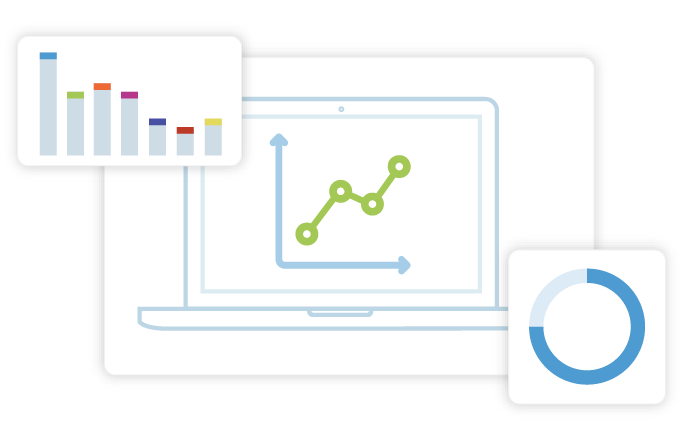 layered images of analytics elements showing the visibility the itential platform provides into the business value of network automation and orchestration