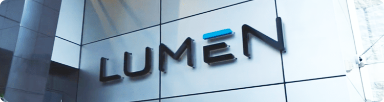 rectangular photo of an office building with the lumen logo on it representing an itential case study on network automation and orchestration