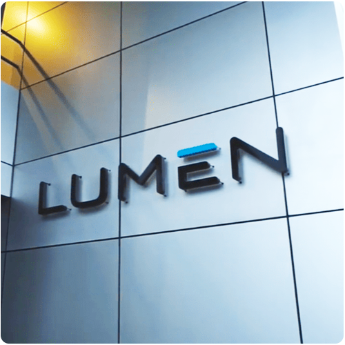 square photo of an office building with the lumen logo on it representing an itential case study on network automation and orchestration