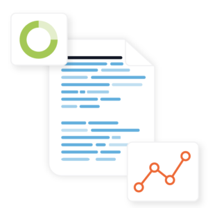 document icon with overlay of analytic elements representing the financial analysis of network automation and orchestration goals