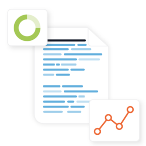 Icon_Business Factors document icon with overlay of analytic elements representing the financial analysis of network automation and orchestration goals