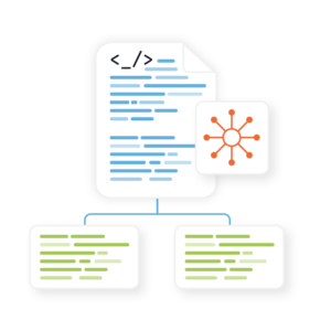 Icon_Use Cases three boxes of network configuration code representing the breadth of networking uses cases you can automate with the itential platform