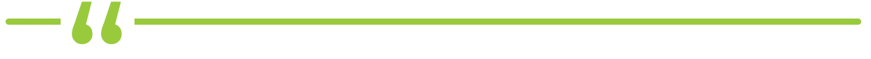 horizontal green line with a quotation mark to indicate the start of a customer quote on the benefits of the itential automation platform