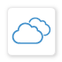 blue icon of multi-cloud network automation on a white square background with drop shadow