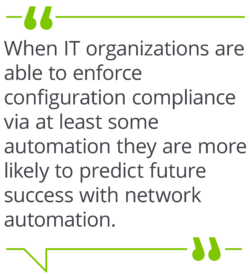 when it organizations are able to enforce configuration compliance via at least some automation they are more likely to predict the future success with network automation