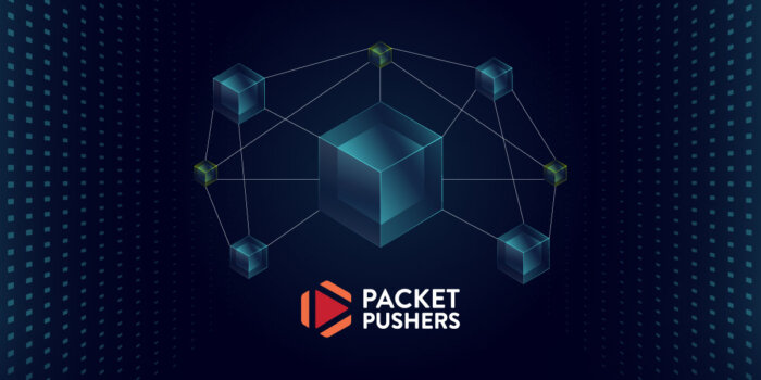 Featured image for the article &lsquo;The Architect&rsquo;s Mindset: From Doing Work to Designing Systems,&rsquo; featuring a network-style system diagram and Packet Pushers and Itential branding, symbolizing how infrastructure architects evolve from executing tasks to designing scalable, automated systems.